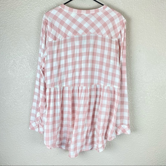 Torrid Pink Plaid Button Up Tunic Size 1 - Picture 5 of 11